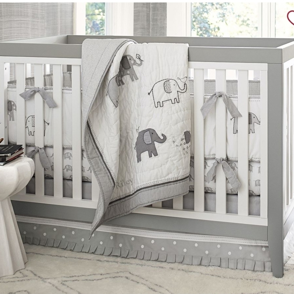 Pottery Barn Taylor Elephant Gray Crib Bedding Set **Host Pick**